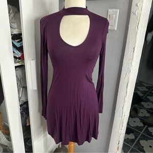 Express | Purple Long Sleeve Cutout Dress size xs